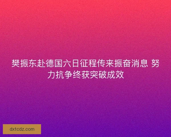 樊振东赴德国六日征程传来振奋消息 努力抗争终获突破成效